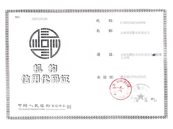 Organization Code Certificate
